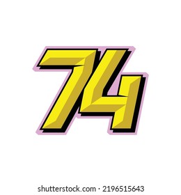 Number Vector Sports Racing Number 74 Stock Vector (Royalty Free ...