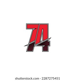 Number vector for sports and racing number 74