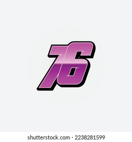 Number vector for sports and racing number 76