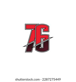 Number vector for sports and racing number 76