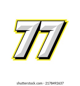 Number Vector Sports Racing Number 77 Stock Vector (Royalty Free ...