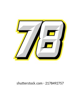 Number Vector Sports Racing Number 78 Stock Vector (Royalty Free ...