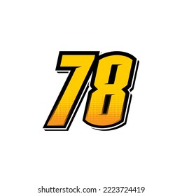 Number vector for sports and racing number 78