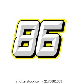 Number Vector Sports Racing Number 86 Stock Vector (Royalty Free ...