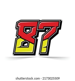 Number vector for sports and racing number 87