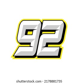 Number vector for sports and racing number 92