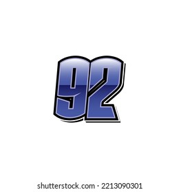Number vector for sports and racing number 92