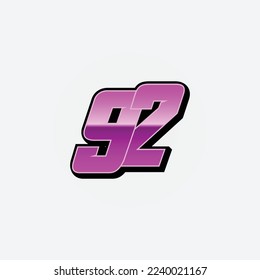 Number vector for sports and racing number 92