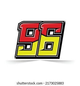 Number Vector Sports Racing Number 96 Stock Vector (Royalty Free ...