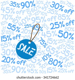 number wallpaper with blue theme and sale tag for clearance sale season
