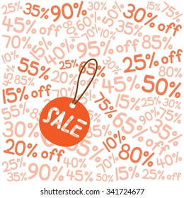 number wallpaper with orange theme and sale tag for clearance sale season