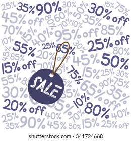 number wallpaper with purple theme and sale tag for clearance sale season