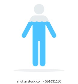 Number of water in the human body vector flat material design object. Isolated illustration on white background.