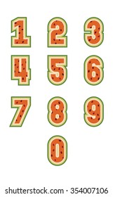 number watermelon set vector illustration