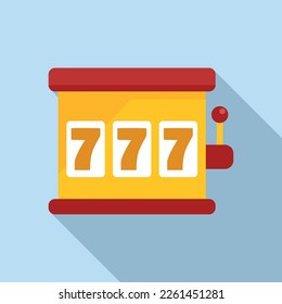 Number win icon flat vector. Vegas casino. Jackpot seven