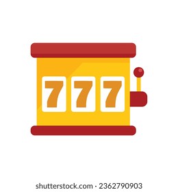 Number win icon flat vector. Vegas casino. Jackpot seven isolated