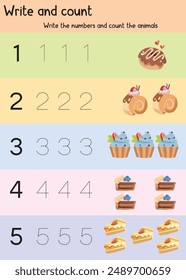 number worksheet for preschoolers and primary school students.Page for kids educational book.