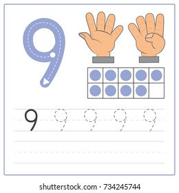 Number Writing Practice 9