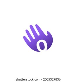 number zero 0 hand palm hello logo vector icon illustration