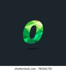 Number zero 0 Logo Icon, filled with geometric pattern. polygon letter. Vector Element.

