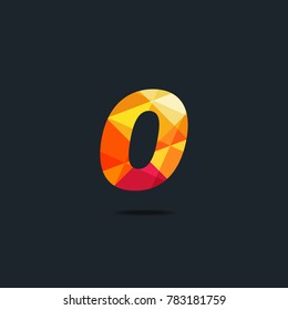 Number zero 0 Logo Icon, filled with geometric pattern. polygon letter. Vector Element.

