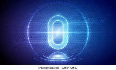 Number Zero (0) Mathematic Symbol Futuristic Hologram Neon Glow Cybernetic Digital Hologram Design Backdrop Background Vector Illustration