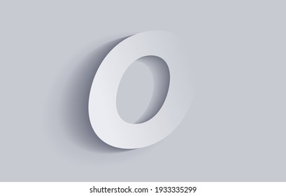 Number zero, 0 with shadow. Cut out paper isolated on background. Vector illustration EPS 10.