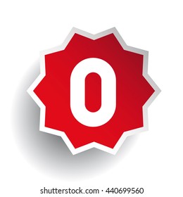 Number zero 0 star red