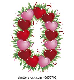 Number zero - 0 - Valentine heart