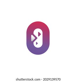 Number zero and arrow sign. vector logo design