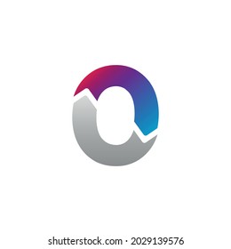 Number zero and arrow sign. vector logo design