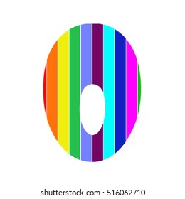number zero bright colored stripe 0