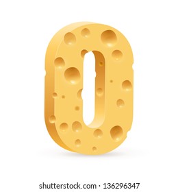 Number zero of cheese. Illustration on white background for design