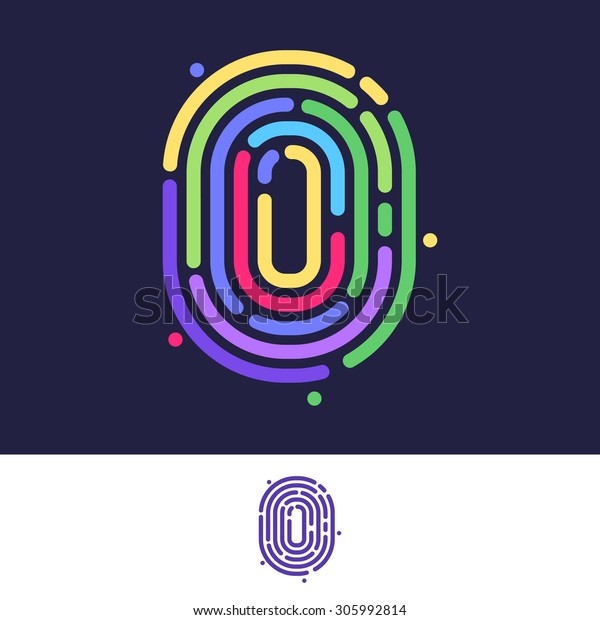 Number Zero Colorful Line Fingerprint Icon Stock Vector Royalty Free