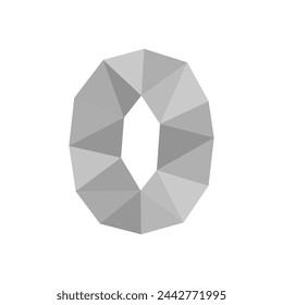 The number zero consists of black and white gray triangles on a white transparent background. Vector illustration eps 10.