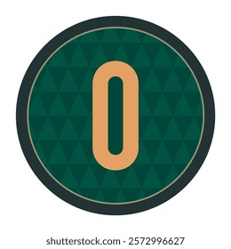 Number Zero in Dark Green Circle with Gold Accents - Elegant Design for Branding