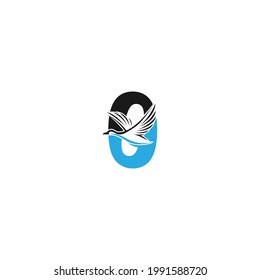 Number zero with duck icon logo design illustration vector