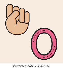 Number Zero. Finger counting designed to help PreK and Kindergarten students learn and practice numbers. Vector fully editable line art design.