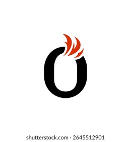 number zero with fire company logo vector illustration template design