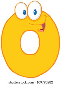 Number Zero Funny Cartoon Character