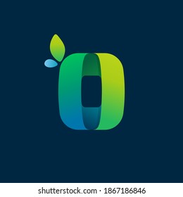 Number zero green gradient eco logo. Vector one line colorful typeface for agriculture branding design, spring labels, garden posters, environment identity etc.