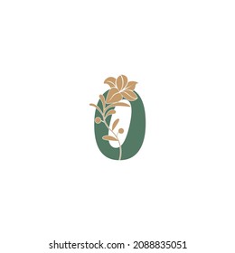 Number zero icon with lily beauty illustration template vector