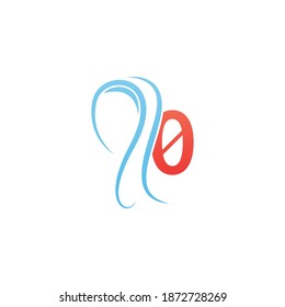 Number zero icon logo combined with hijab icon design template