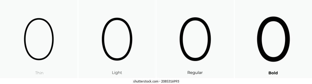 number zero icon. Thin, Light Regular And Bold style design isolated on white background