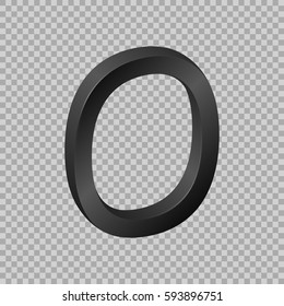 Number zero isometric mathematical figure, symbol font in 3d on a transparent background. Vector Illustration geometrical figure with character to your projects.