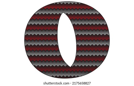 Number Zero With Jersey Pattern Vector Illustration. Number 0 Isolated On A White Background
