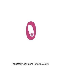 Number zero and kids icon logo design vector template