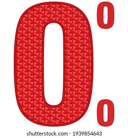 Number Zero Or Letter O With 3D Pattern Vector Illustration. Number Zero Isolated On White Background
