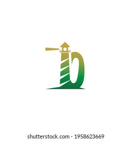 Number zero with lighthouse icon logo design template vector 