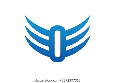 Number Zero Logo 0 with wings vector template